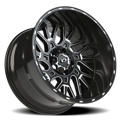 Vision Brawl 20X12 Gloss Black Milled Spoke Wheel