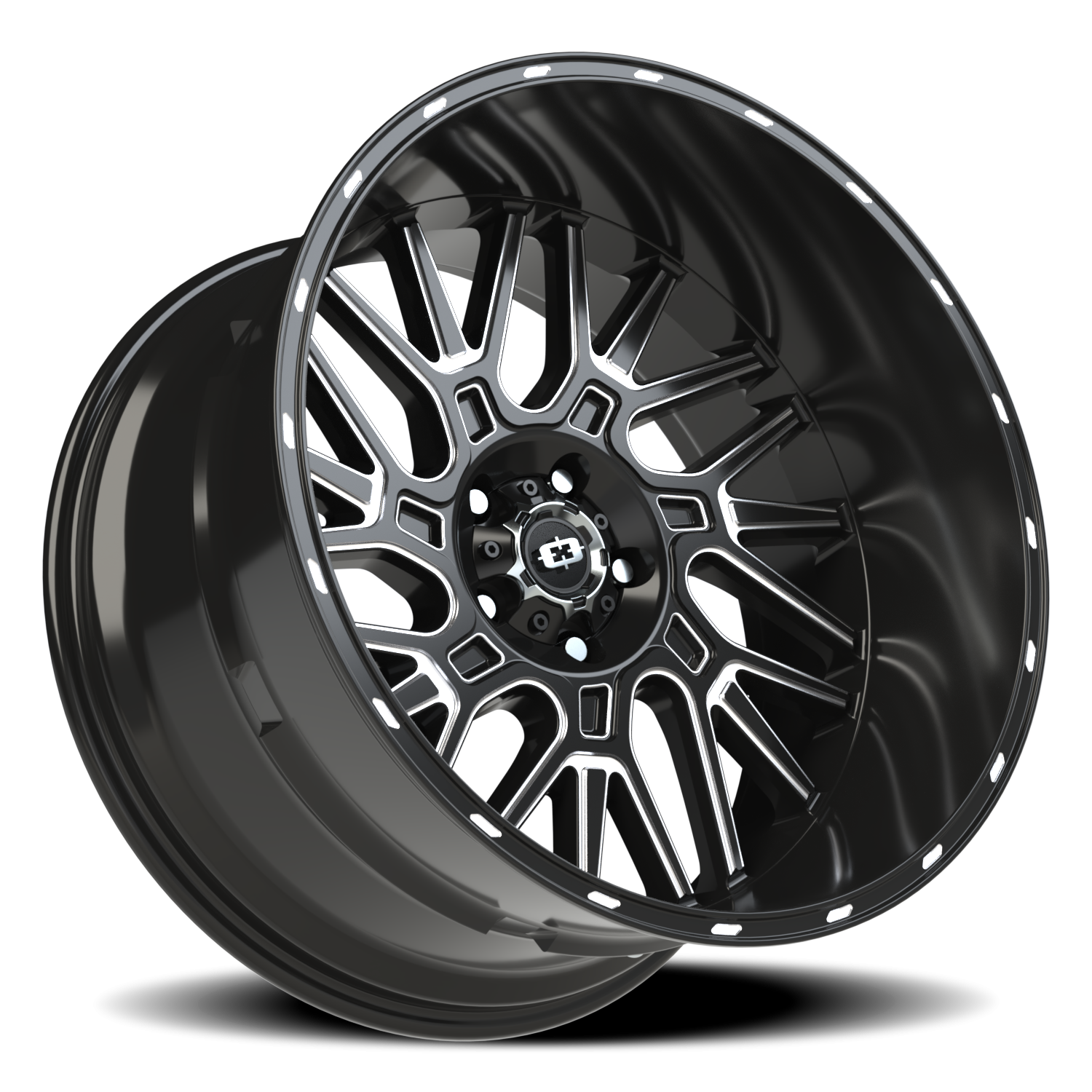 Vision Brawl 22X12 Gloss Black Milled Spoke Wheel