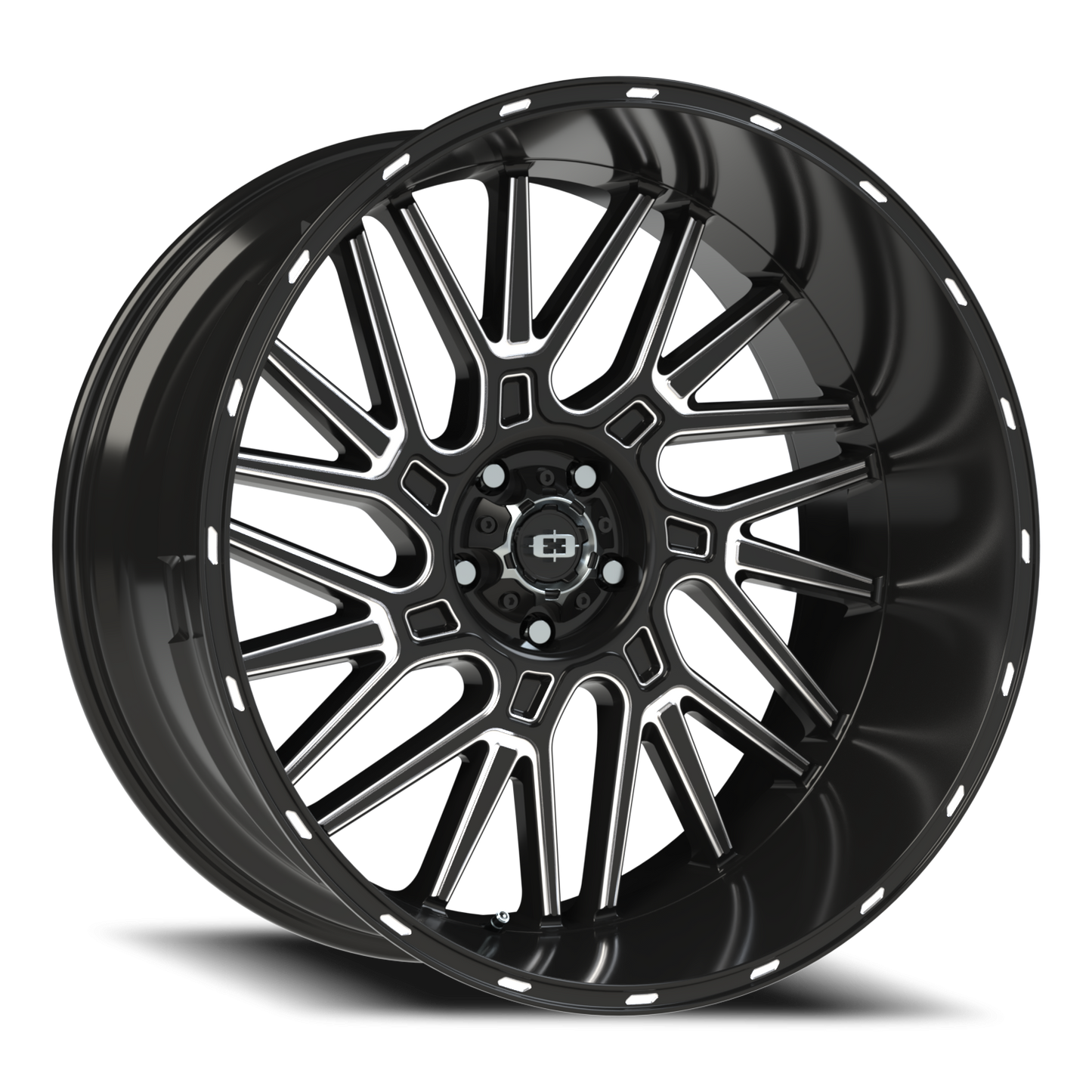 Vision Brawl 24X12 Gloss Black Milled Spoke Wheel