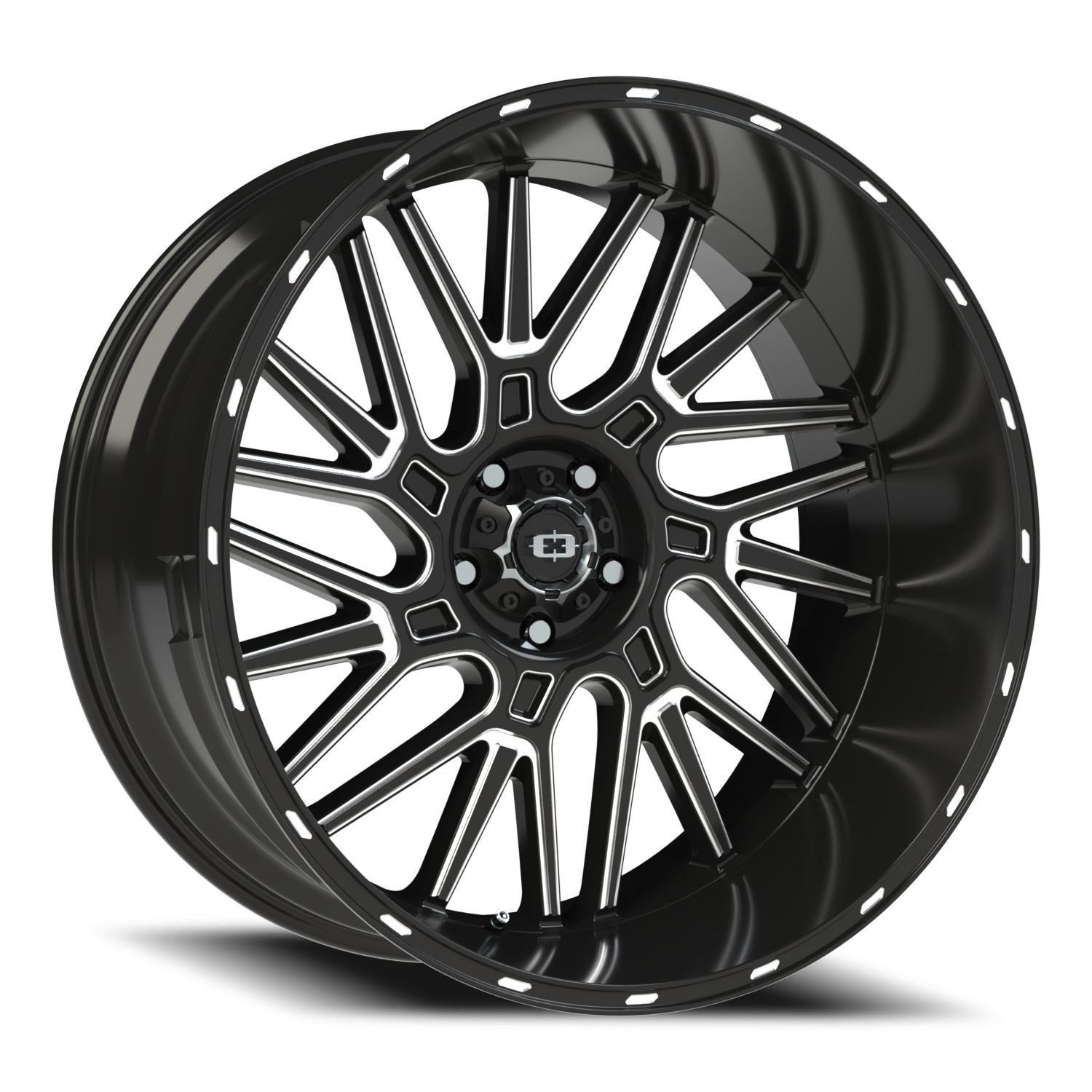 Vision Brawl 24X12 Gloss Black Milled Spoke Wheel