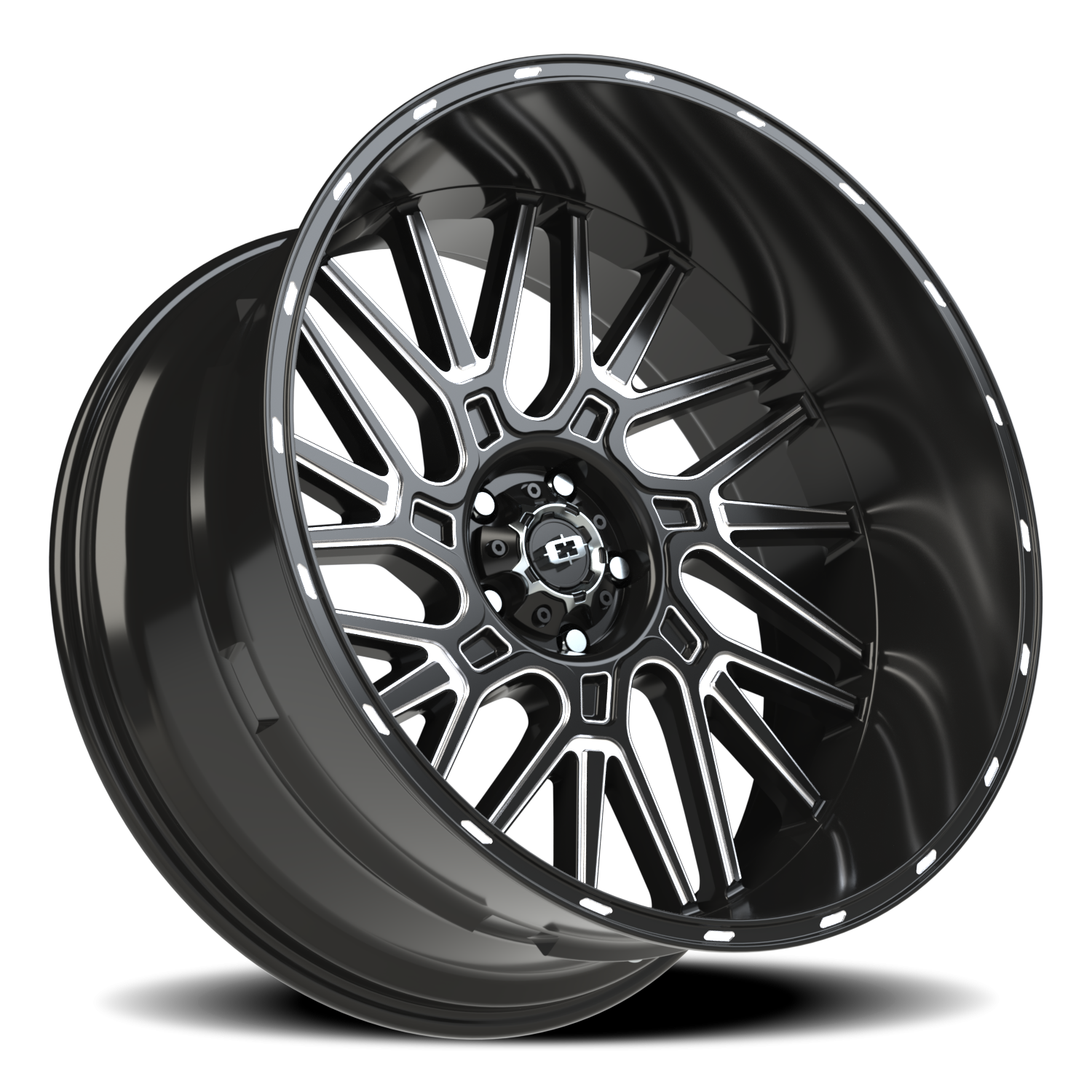 Vision Brawl 24X12 Gloss Black Milled Spoke Wheel
