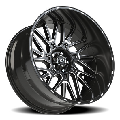 Vision Brawl 24X12 Gloss Black Milled Spoke Wheel