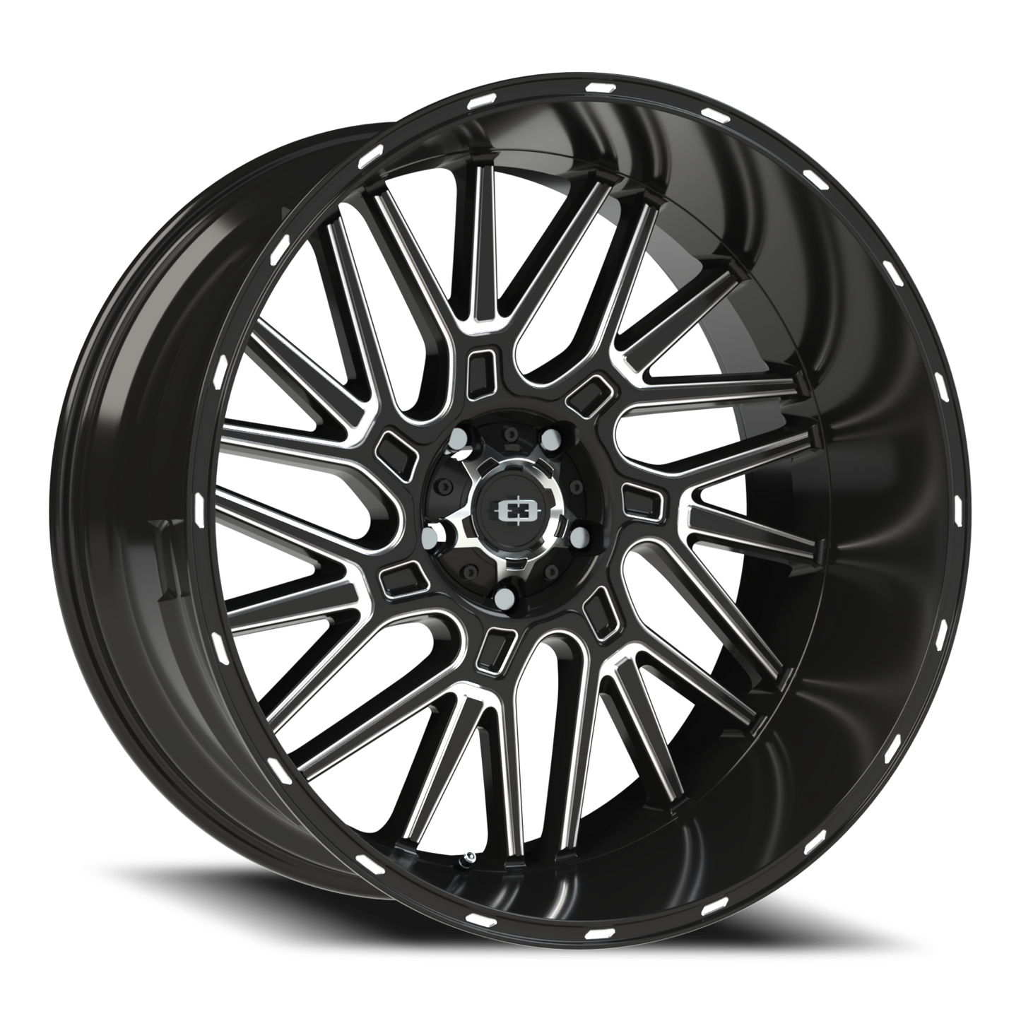 Vision Brawl 24X12 Gloss Black Milled Spoke Wheel