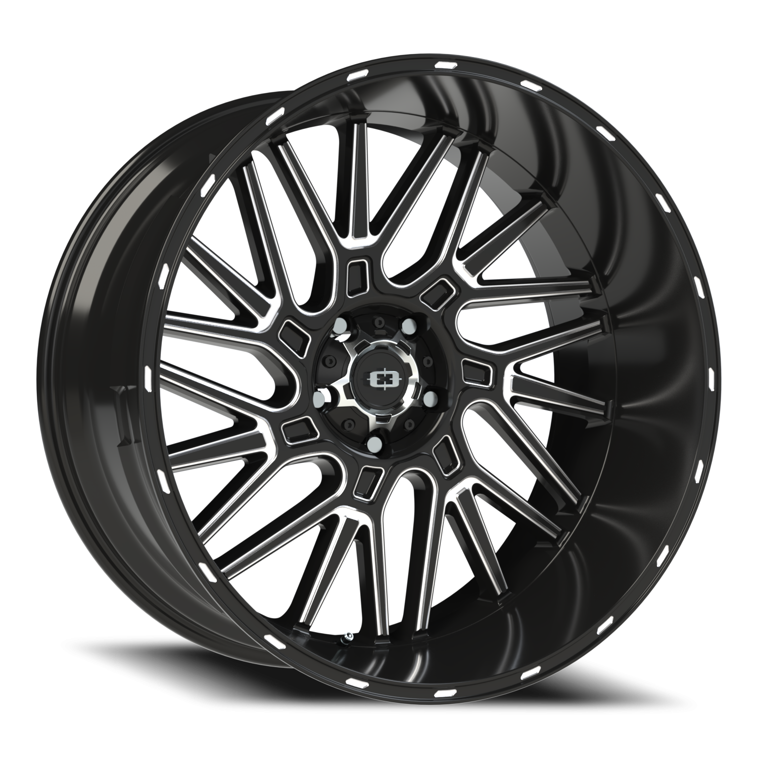 Vision Brawl 24X12 Gloss Black Milled Spoke Wheel