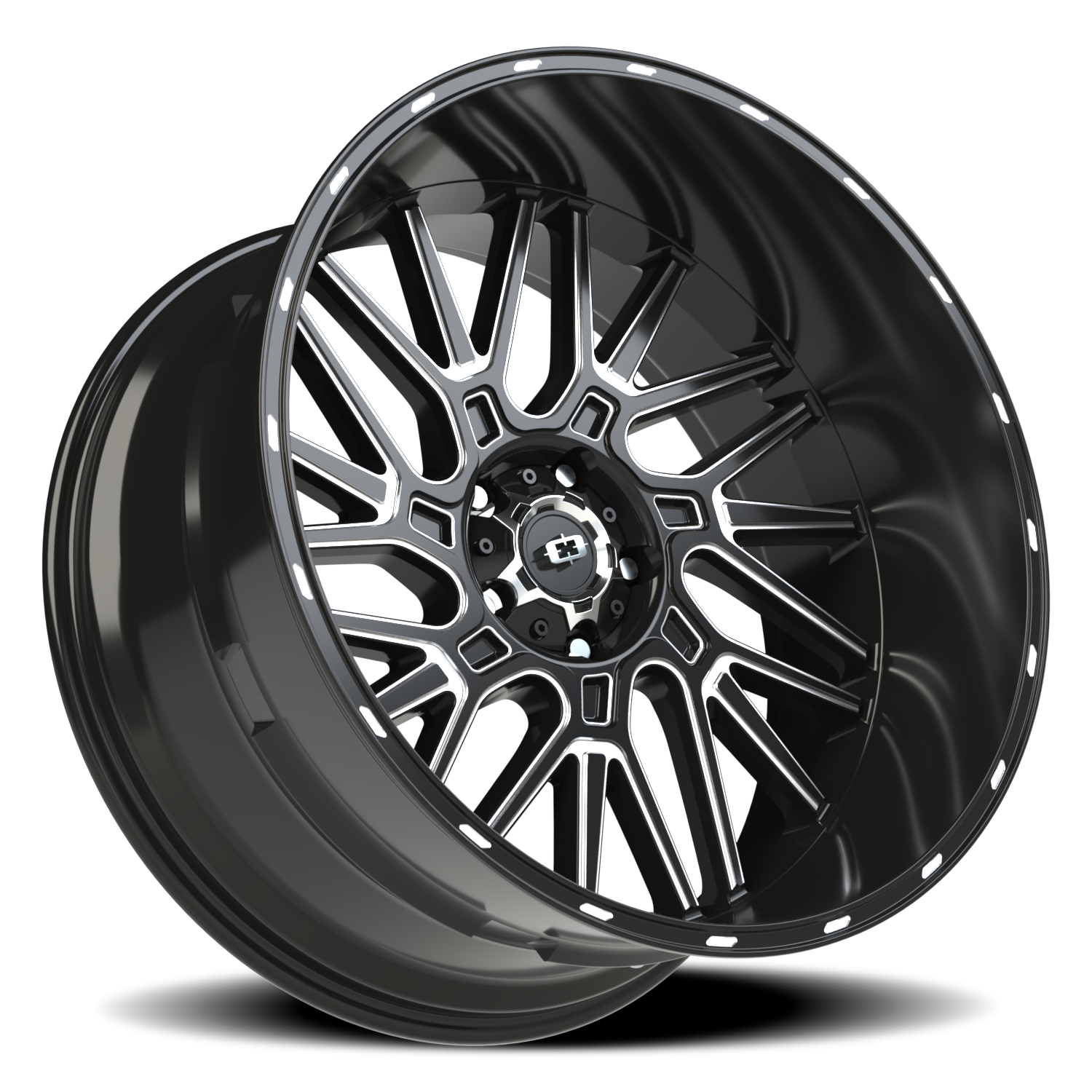 Vision Brawl 24X12 Gloss Black Milled Spoke Wheel