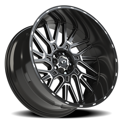 Vision Brawl 24X12 Gloss Black Milled Spoke Wheel