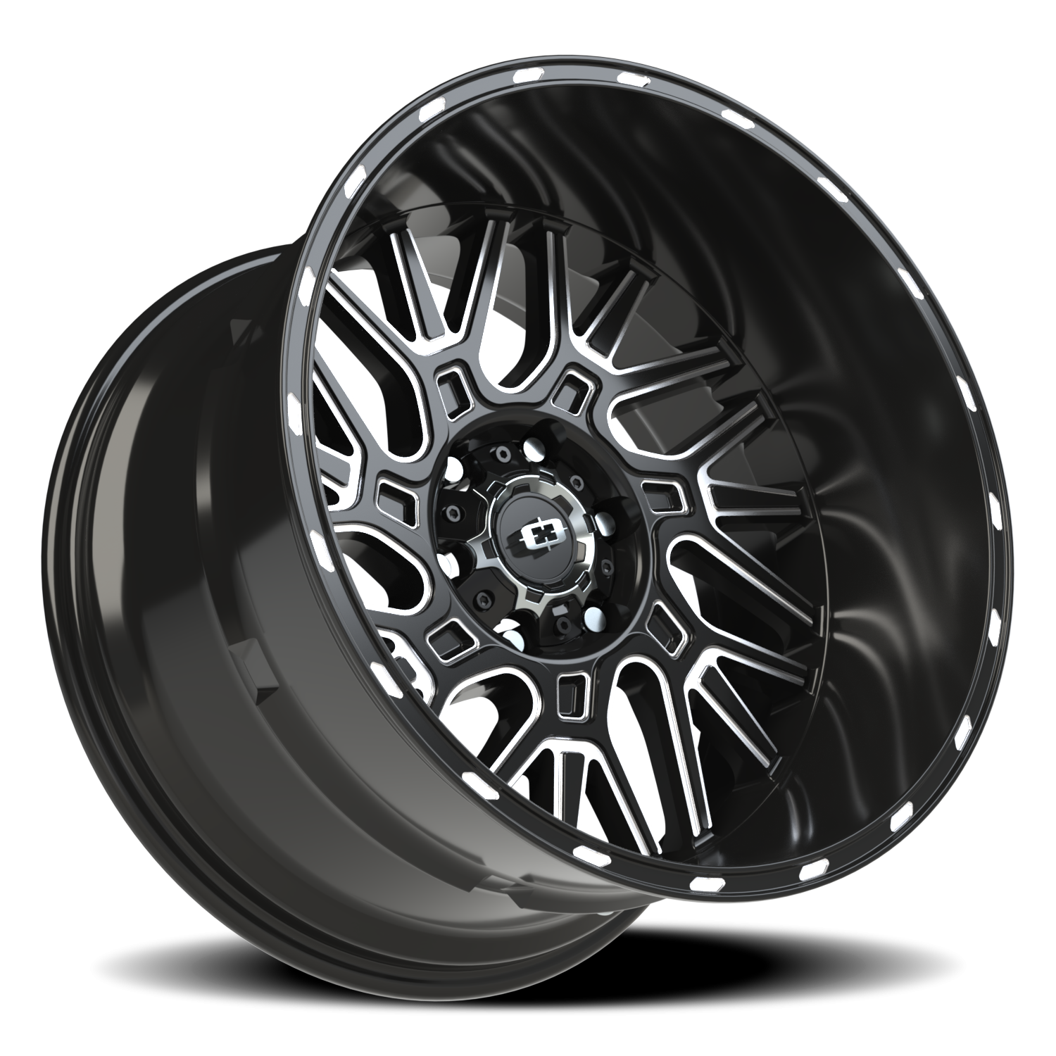 Vision Brawl 20X12 Gloss Black Milled Spoke Wheel