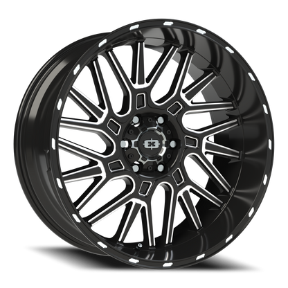Vision Brawl 22X10 Gloss Black Milled Spoke Wheel