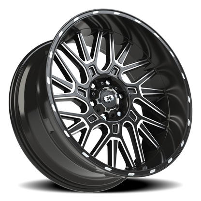 Vision Brawl 22X10 Gloss Black Milled Spoke Wheel