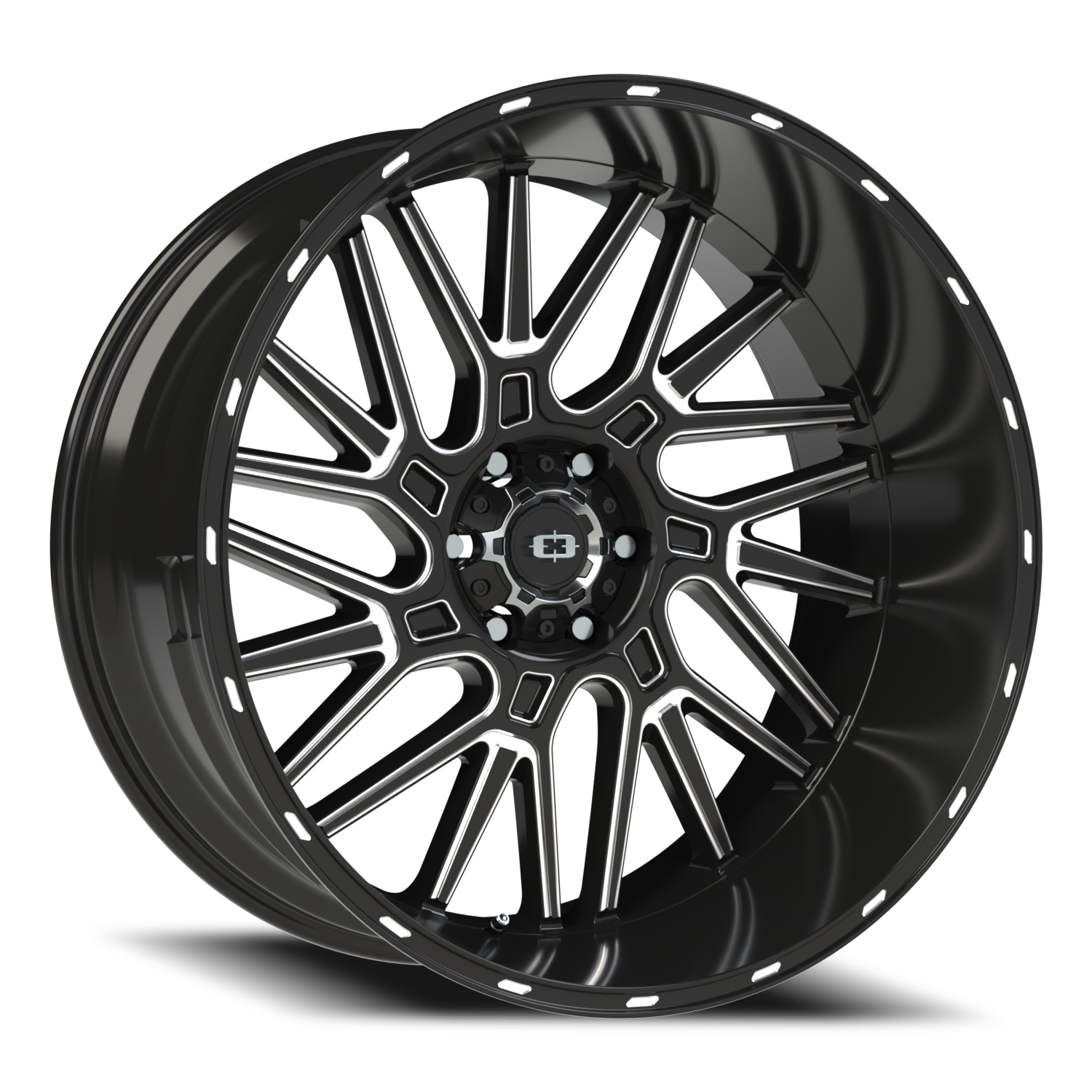 Vision Brawl 24X12 Gloss Black Milled Spoke Wheel