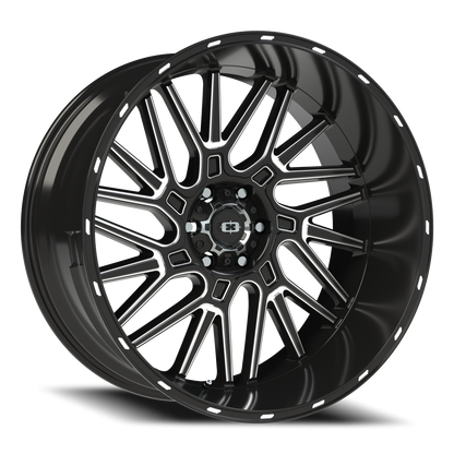 Vision Brawl 24X12 Gloss Black Milled Spoke Wheel