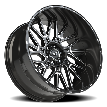 Vision Brawl 24X12 Gloss Black Milled Spoke Wheel
