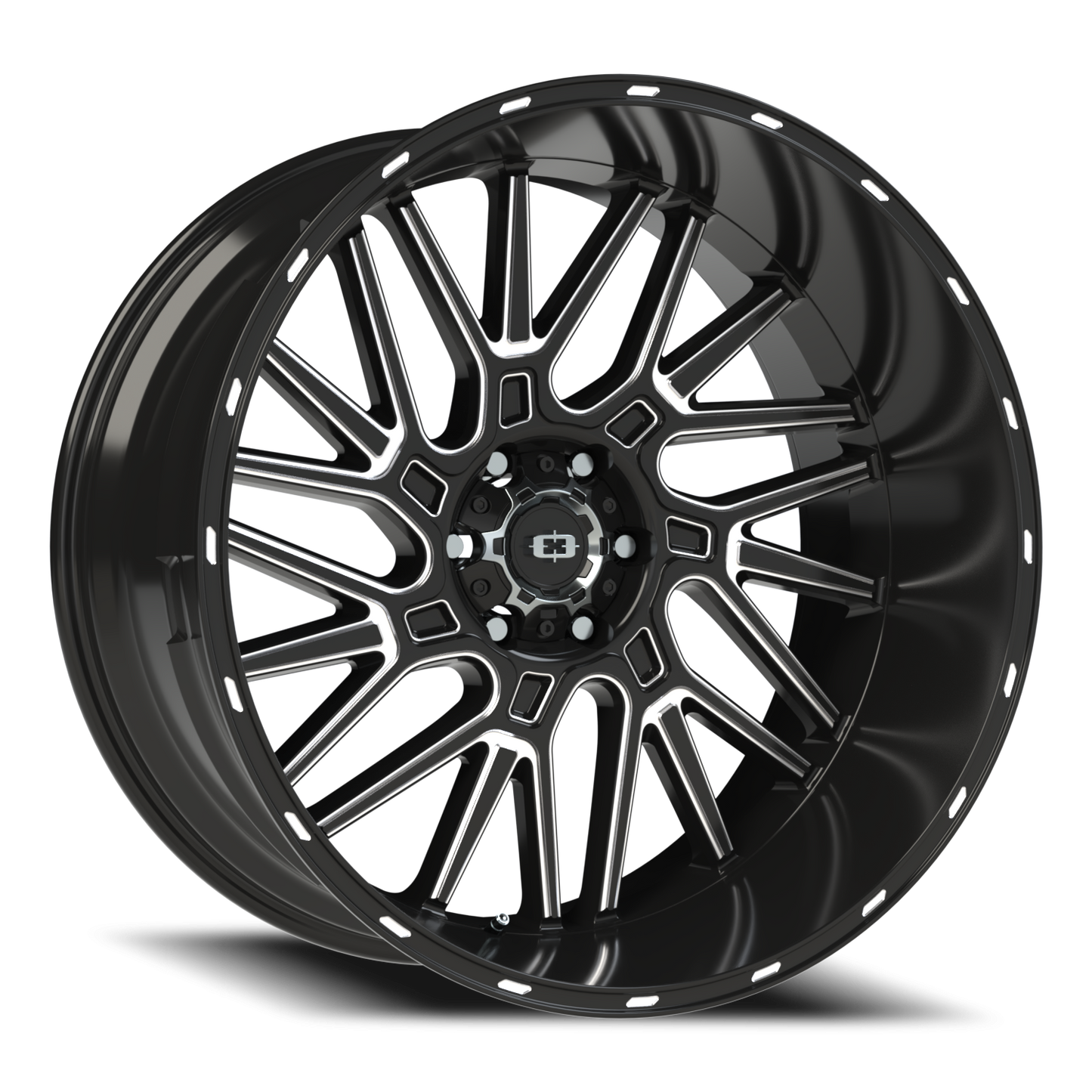 Vision Brawl 24X12 Gloss Black Milled Spoke Wheel