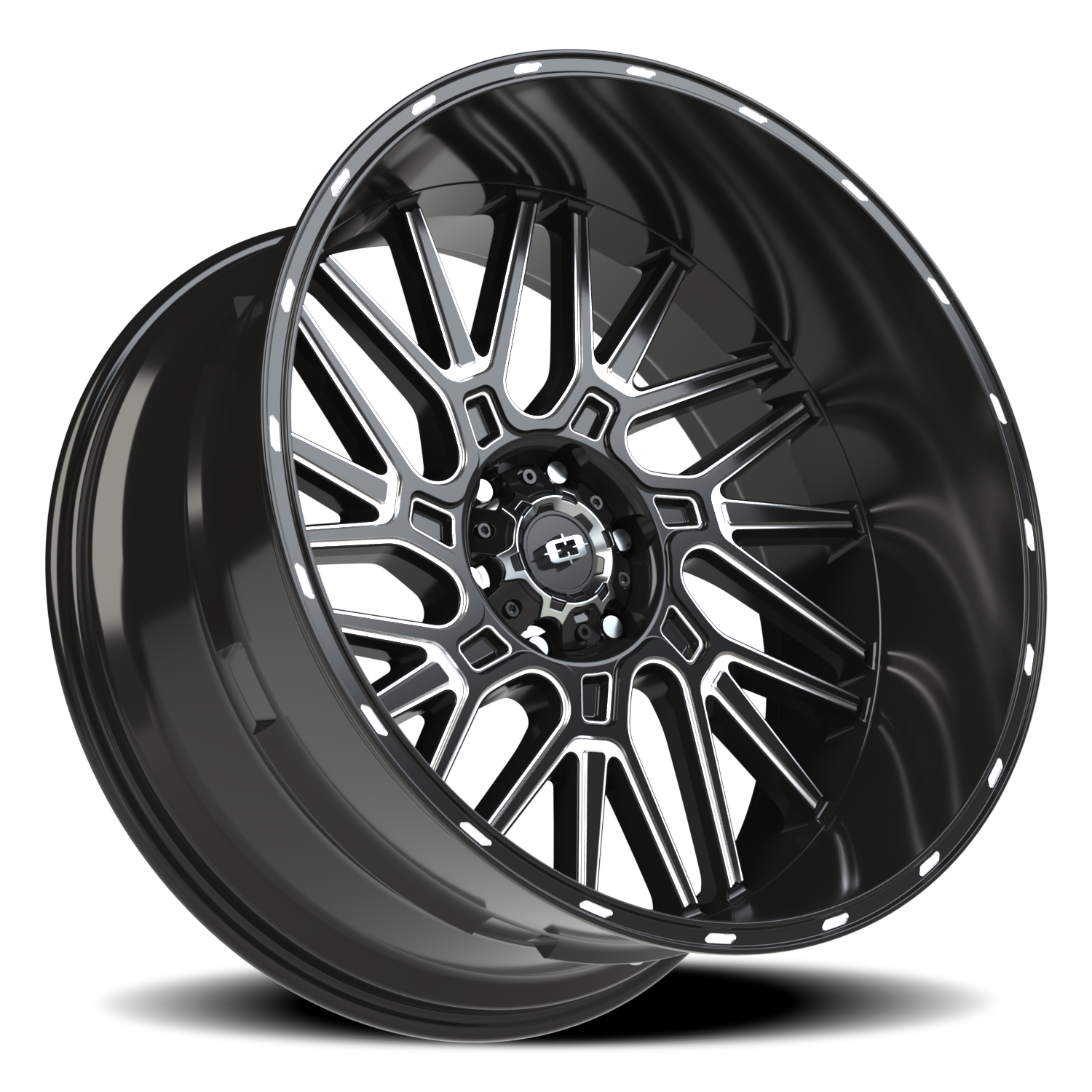 Vision Brawl 24X12 Gloss Black Milled Spoke Wheel
