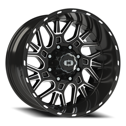 Vision Brawl 20X10 Gloss Black Milled Spoke Wheel
