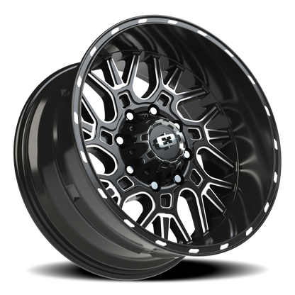 Vision Brawl 20X10 Gloss Black Milled Spoke Wheel