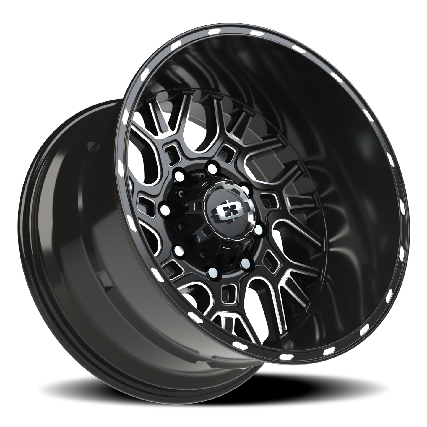 Vision Brawl 20X12 Gloss Black Milled Spoke Wheel