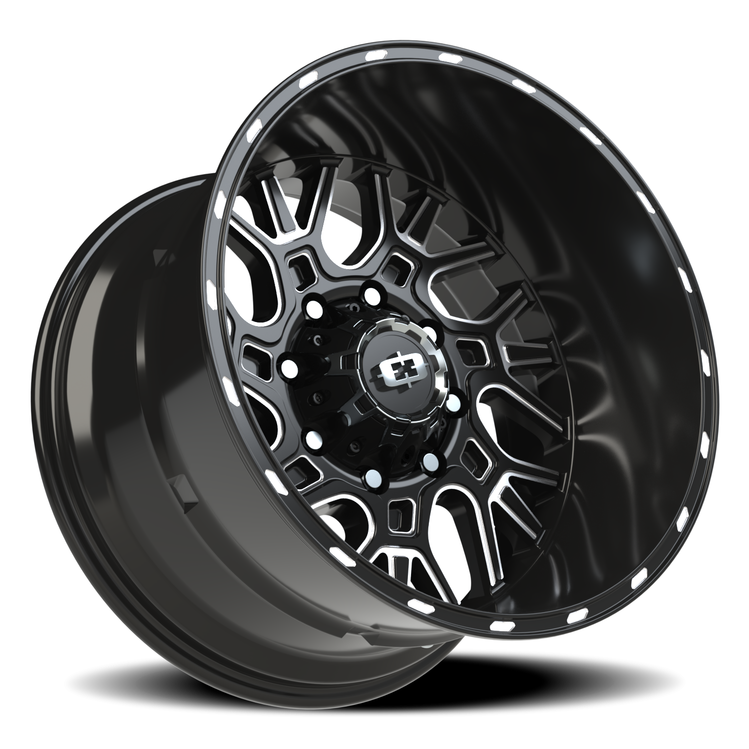 Vision Brawl 20X12 Gloss Black Milled Spoke Wheel