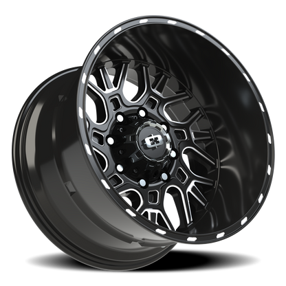 Vision Brawl 20X12 Gloss Black Milled Spoke Wheel