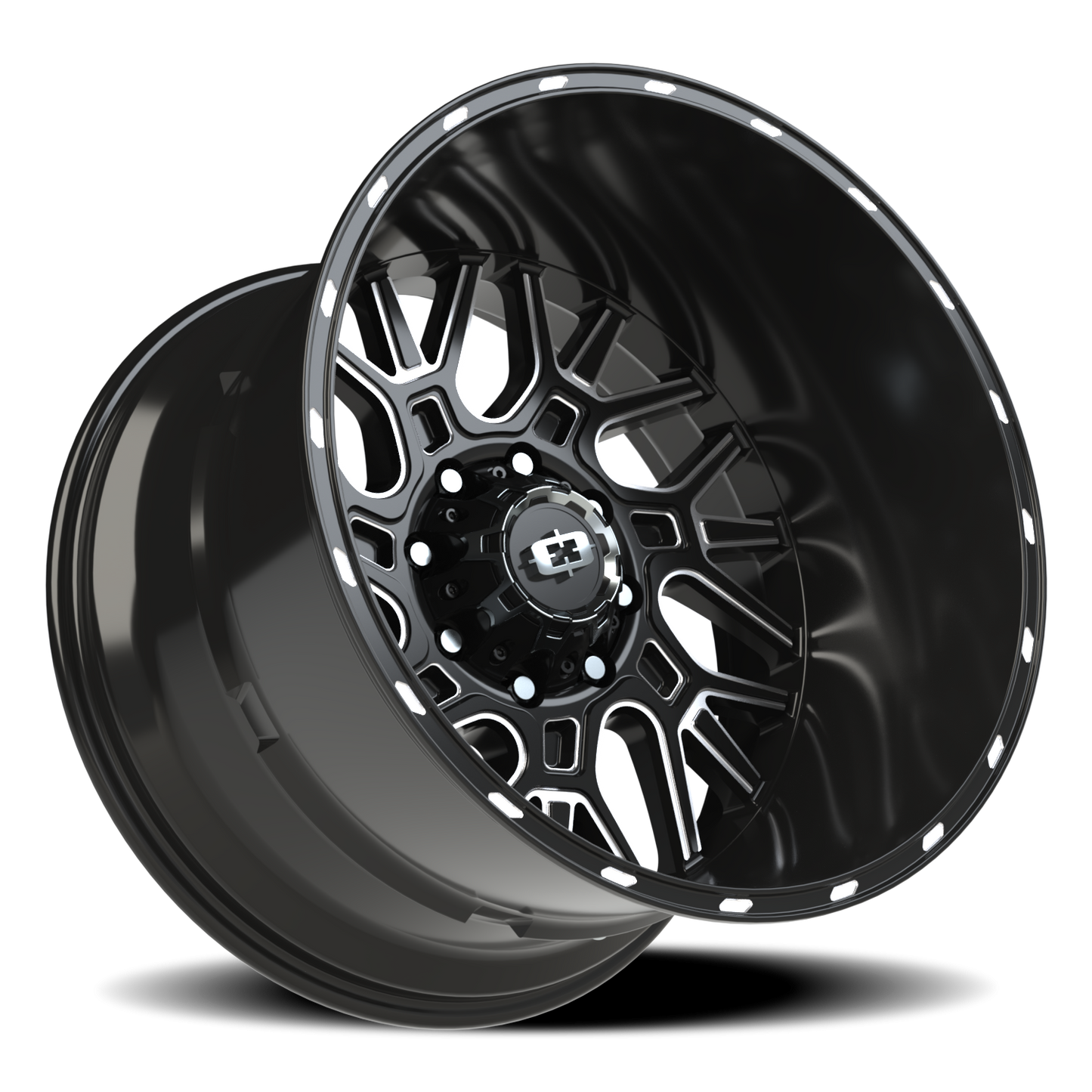 Vision Brawl 22X14 Gloss Black Milled Spoke Wheel