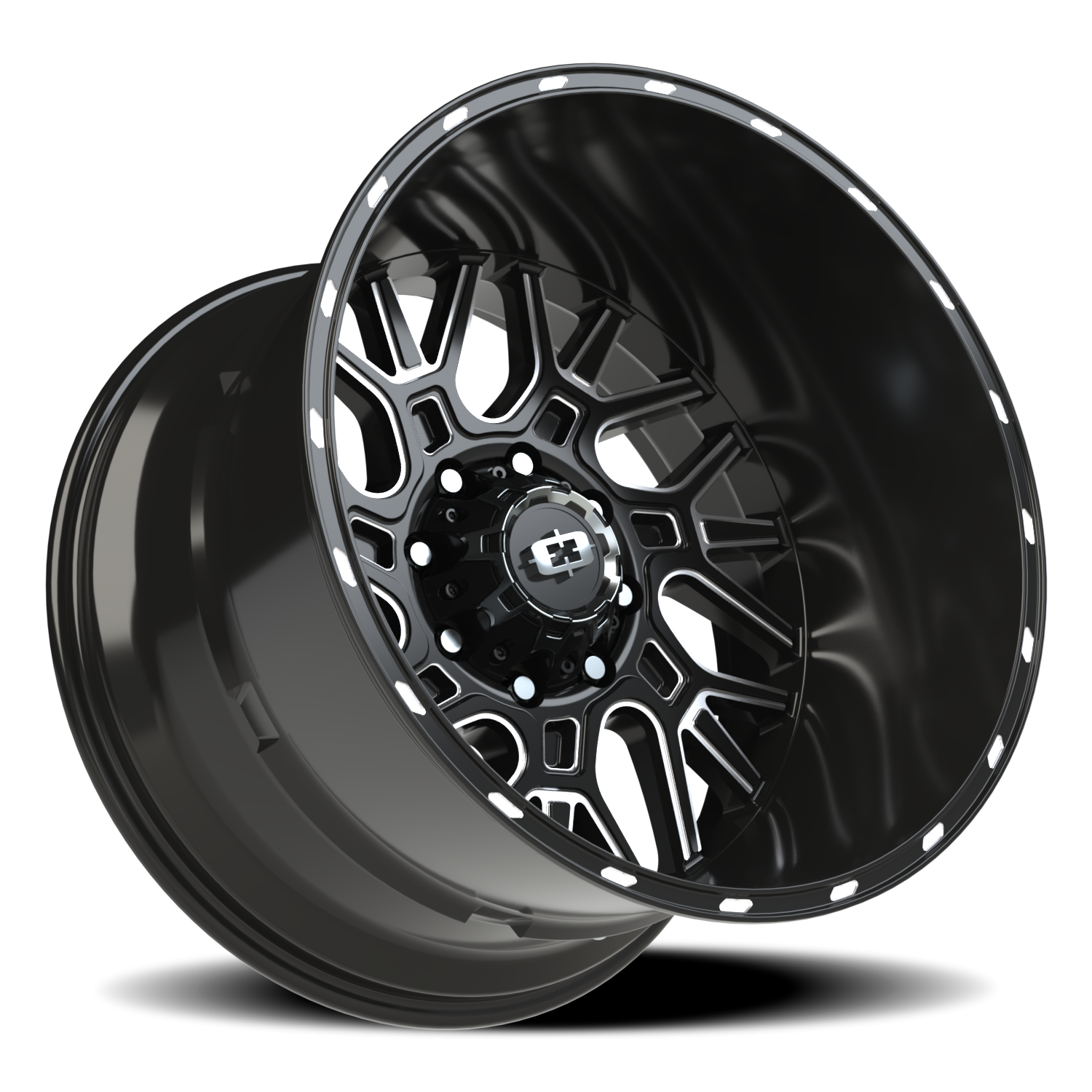Vision Brawl 22X14 Gloss Black Milled Spoke Wheel