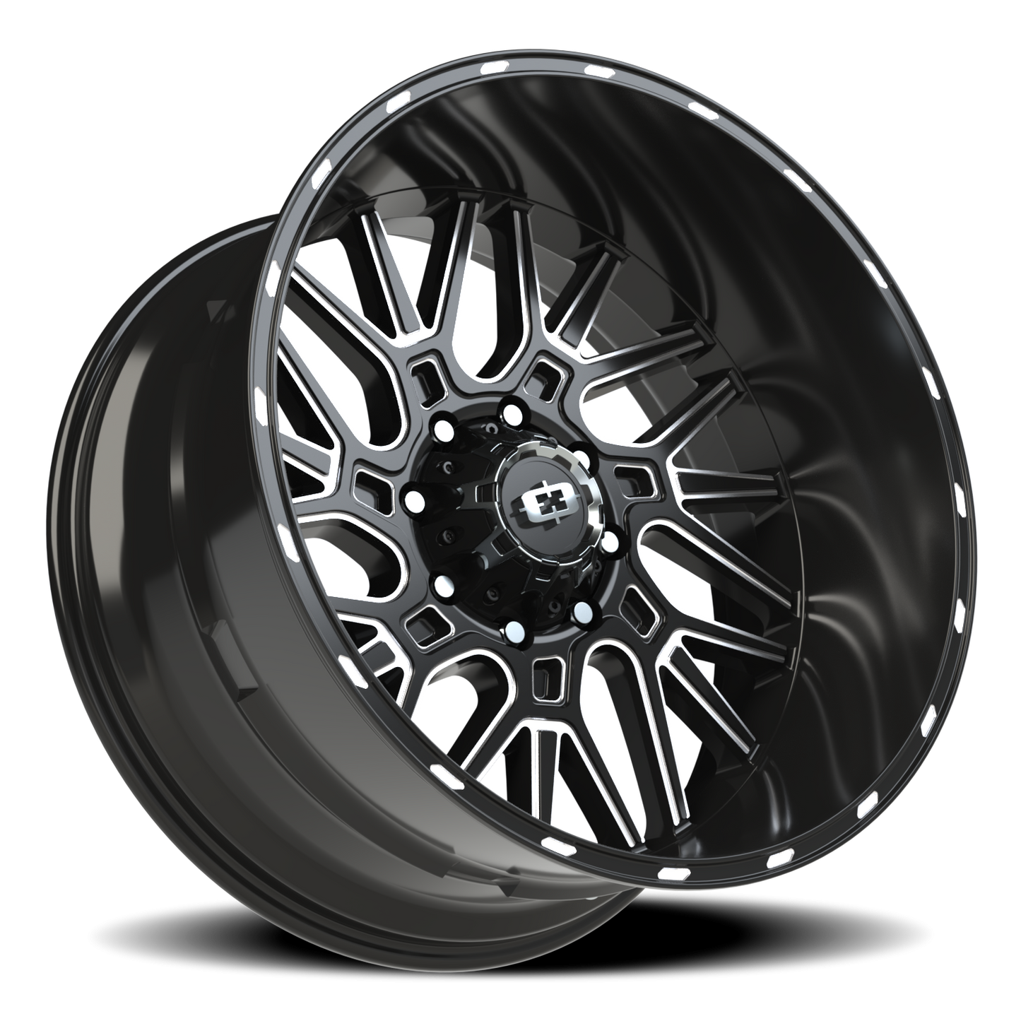 Vision Brawl 24X12 Gloss Black Milled Spoke Wheel
