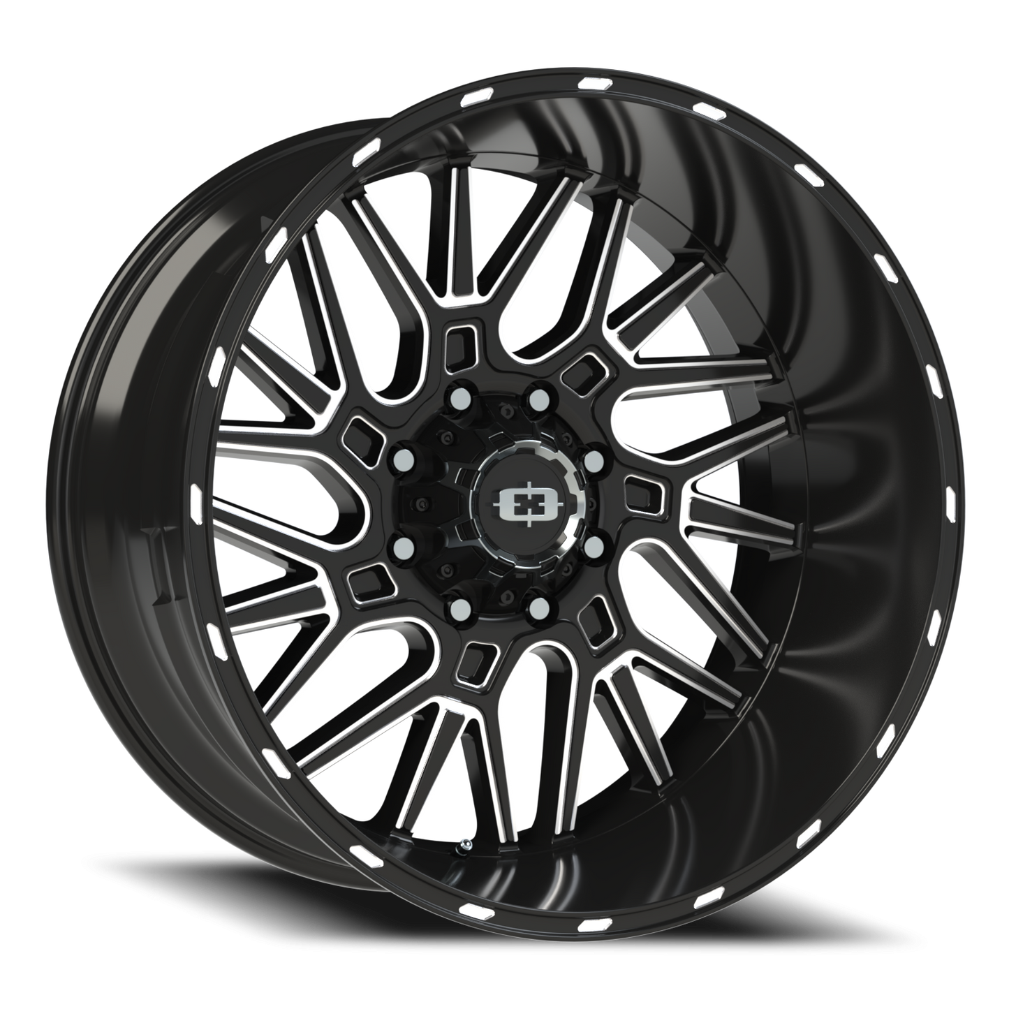 Vision Brawl 24X12 Gloss Black Milled Spoke Wheel