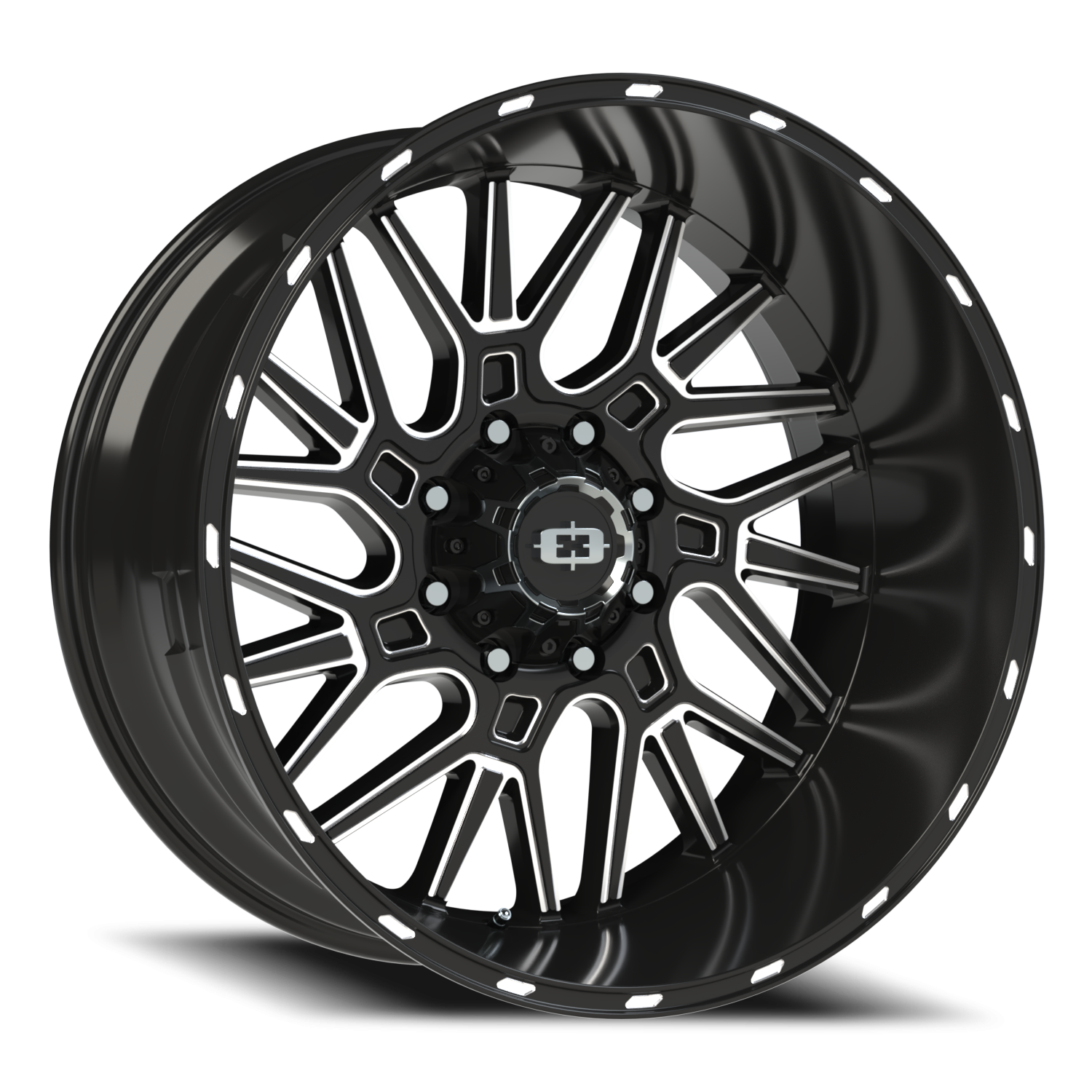 Vision Brawl 24X12 Gloss Black Milled Spoke Wheel