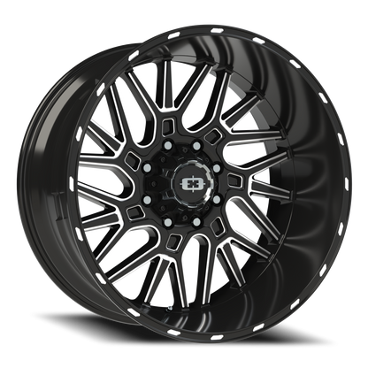 Vision Brawl 24X12 Gloss Black Milled Spoke Wheel