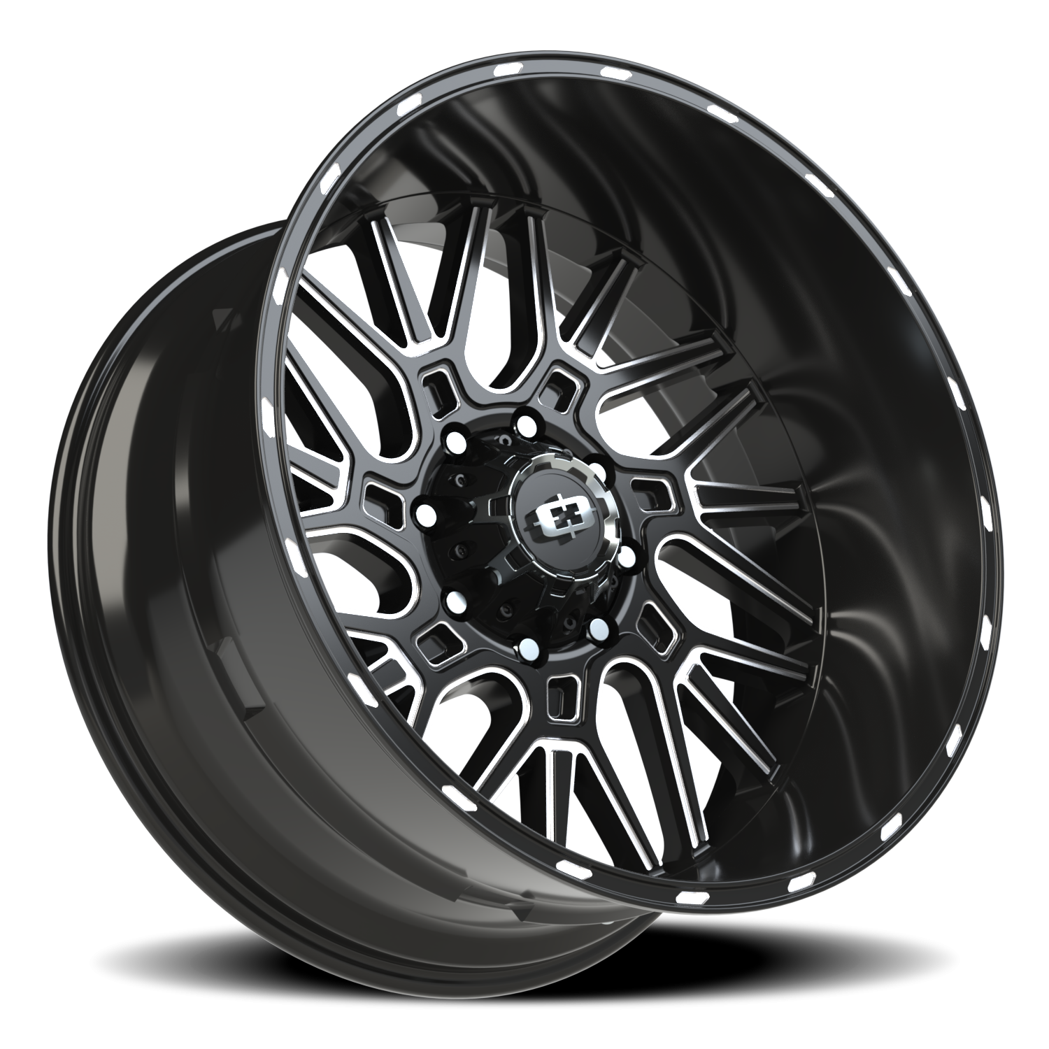 Vision Brawl 24X12 Gloss Black Milled Spoke Wheel