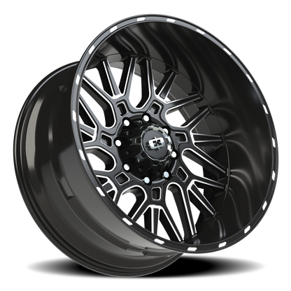 Vision Brawl 24X12 Gloss Black Milled Spoke Wheel