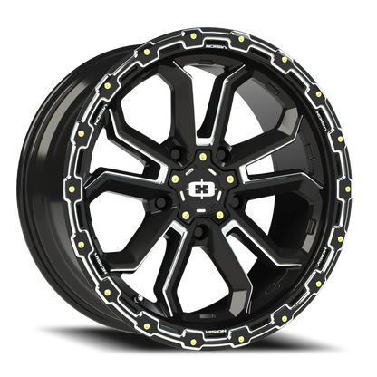 Vision Korupt 17X8 Gloss Black Milled Spoke Wheel