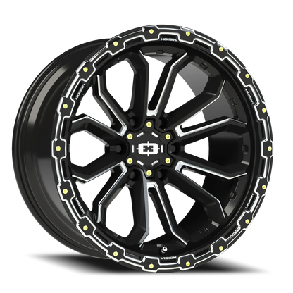 Vision Korupt 20X10 Gloss Black Milled Spoke Wheel