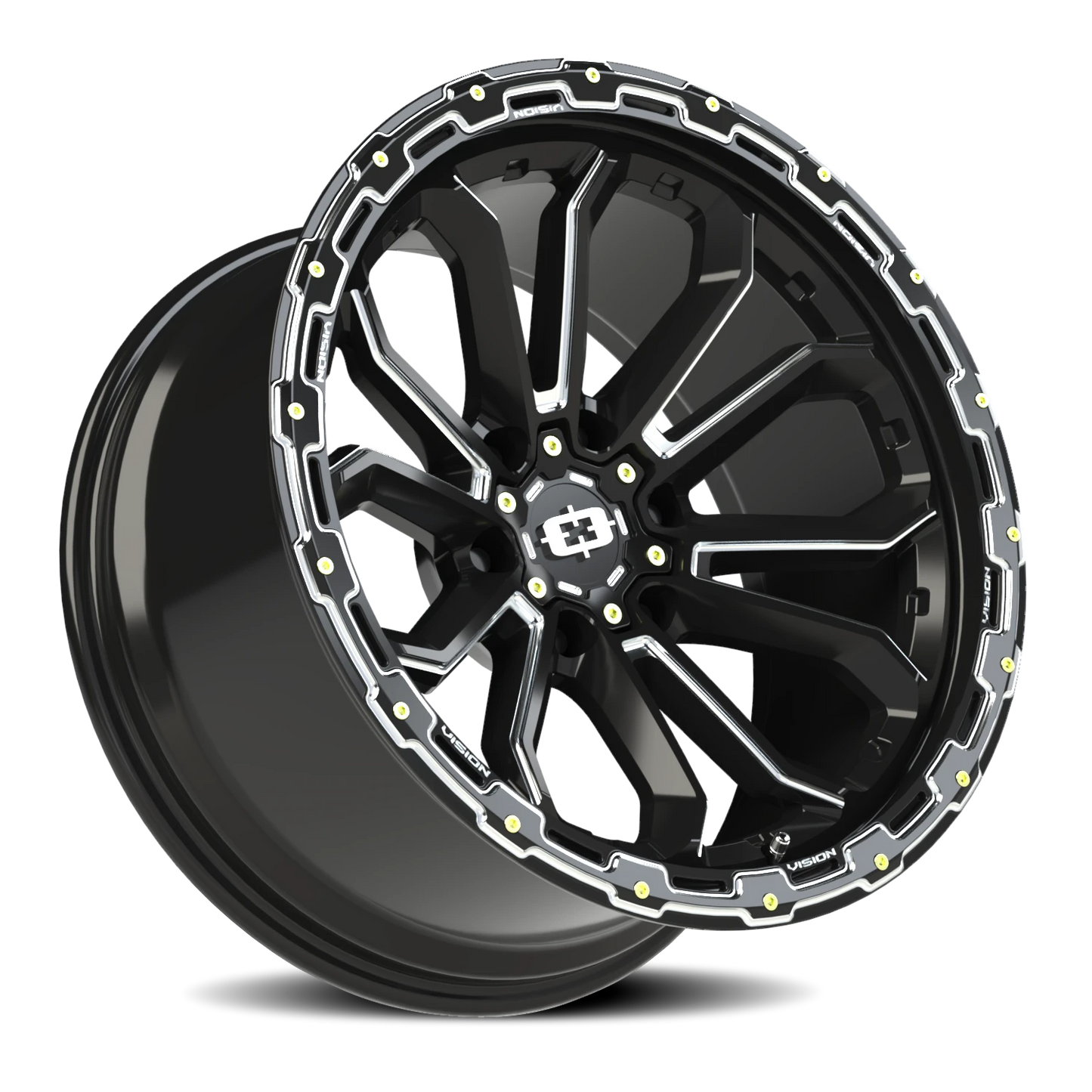 Vision Korupt 20X10 Gloss Black Milled Spoke Wheel