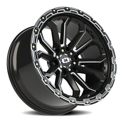 Vision Korupt 20X10 Gloss Black Milled Spoke Wheel
