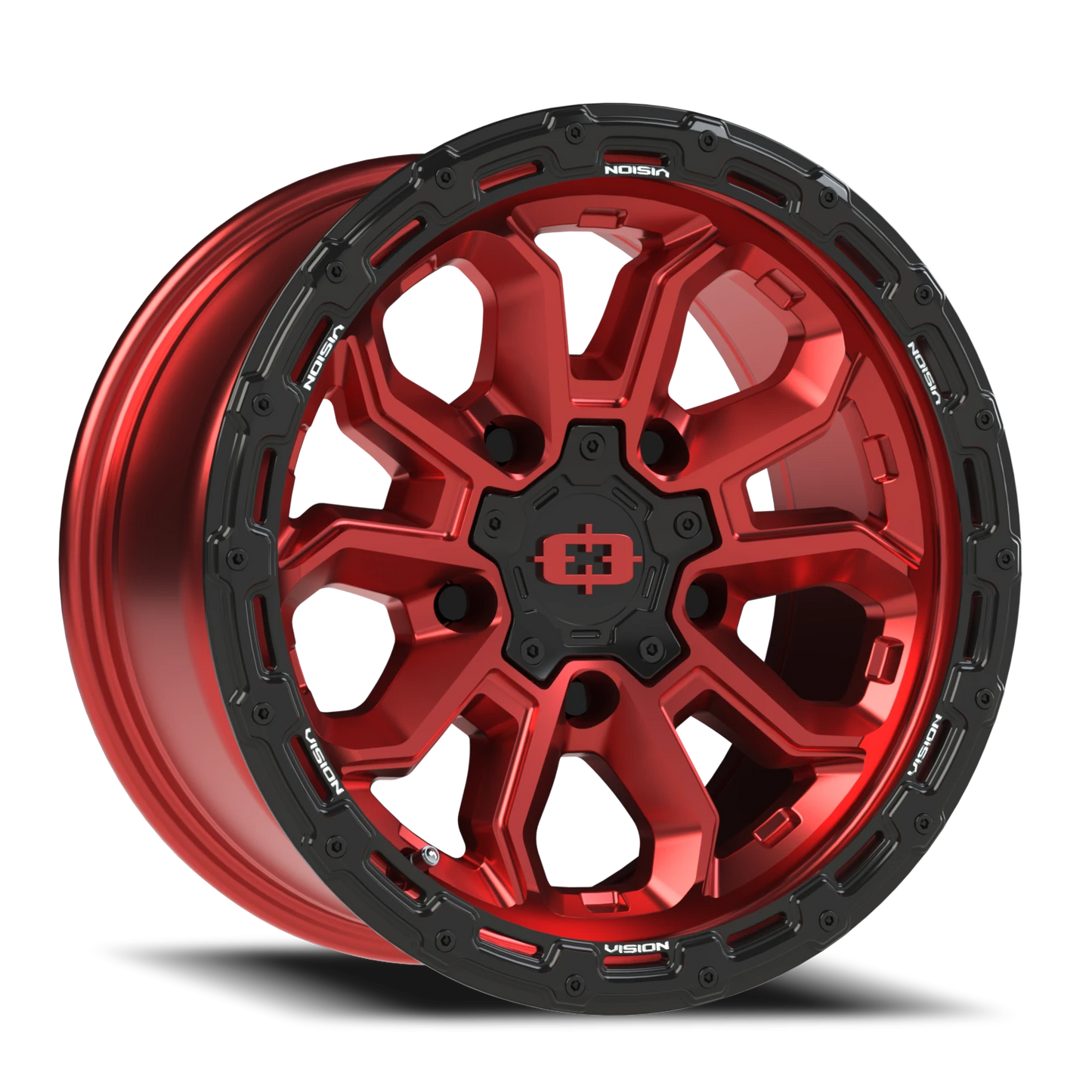 Vision Korupt 16X8 Gloss Red w/Gloss Black Lip Wheel