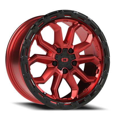 Vision Korupt 17X8 Gloss Red w/Gloss Black Lip Wheel