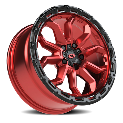 Vision Korupt 17X8 Gloss Red w/Gloss Black Lip Wheel