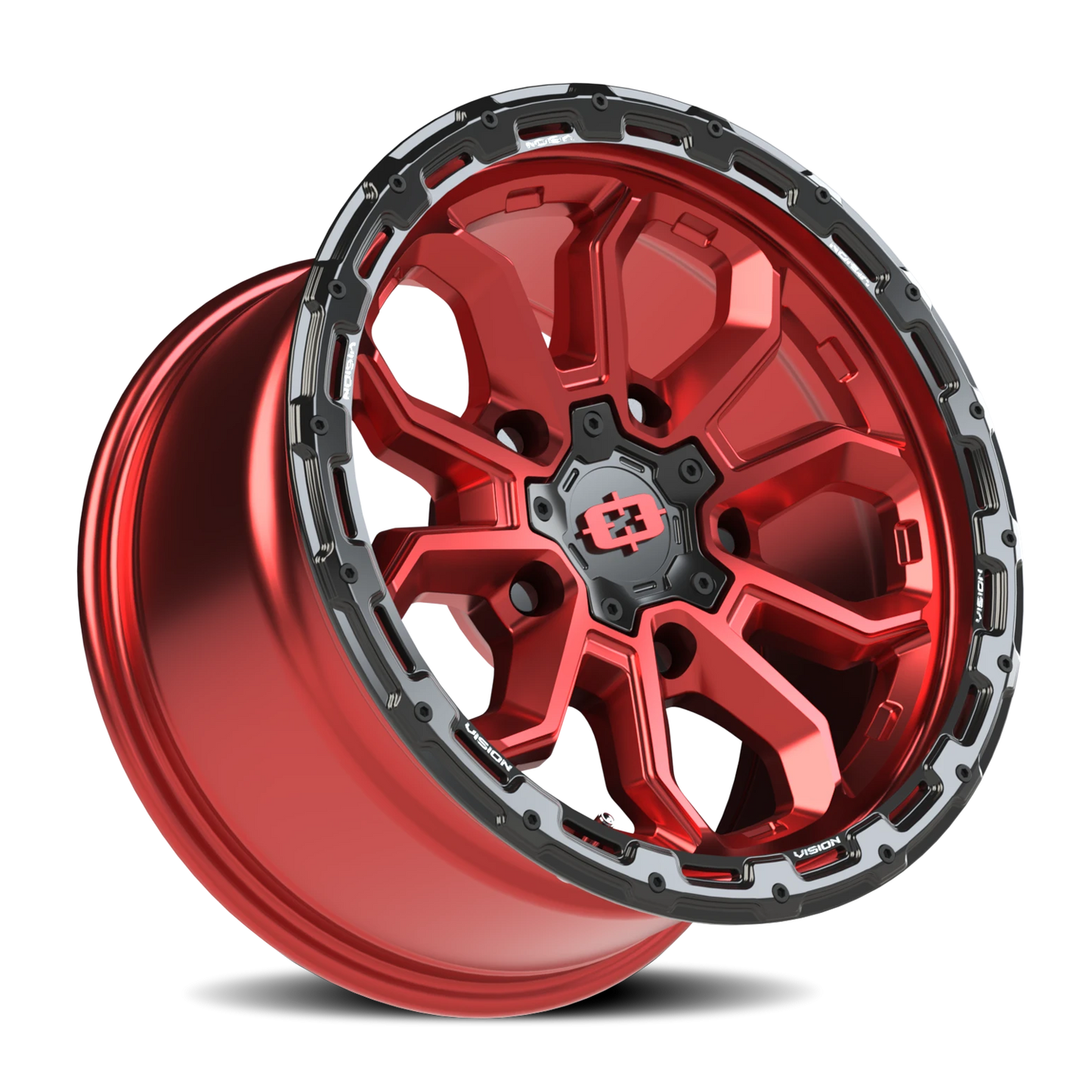 Vision Korupt 17X9 Gloss Red w/Gloss Black Lip Wheel