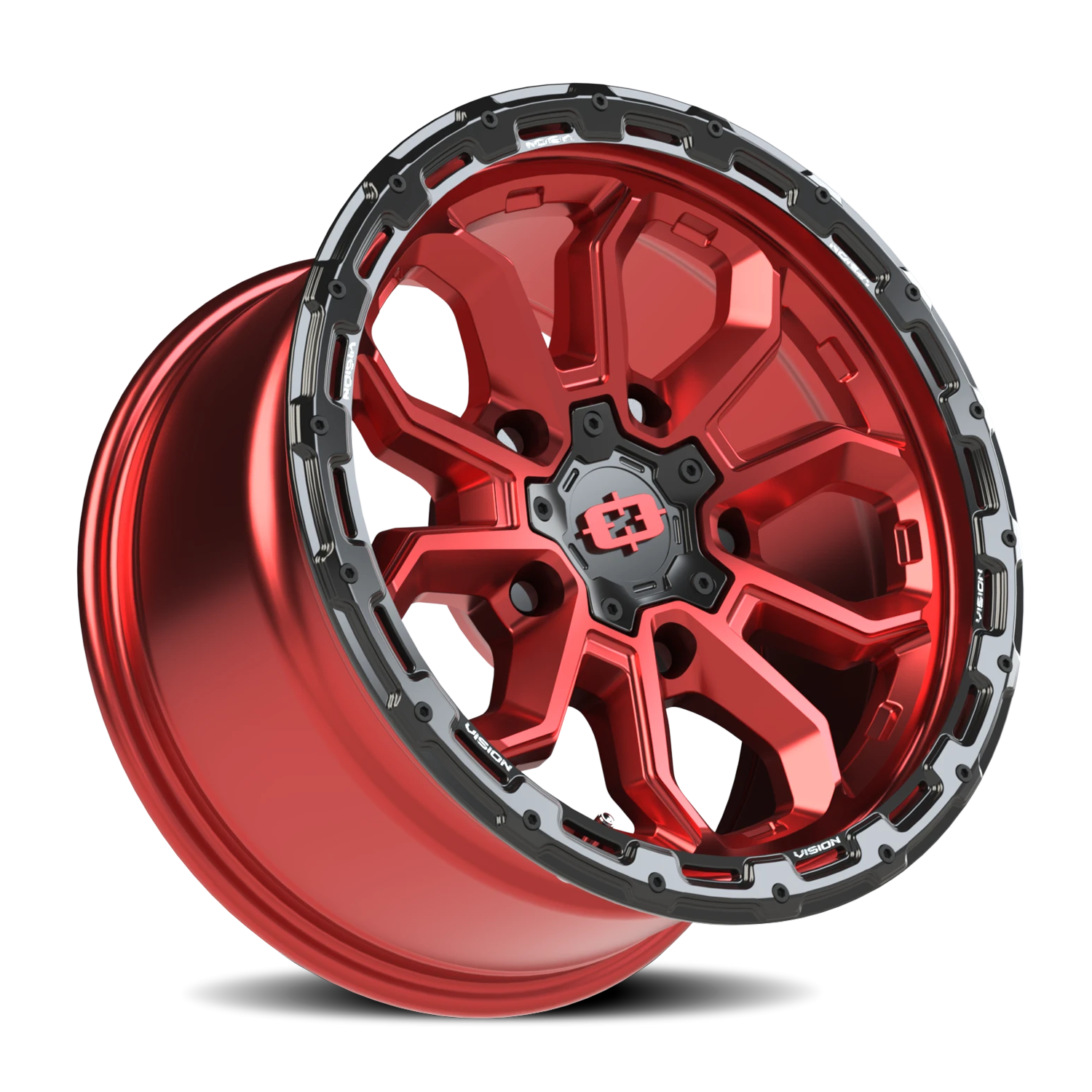 Vision Korupt 17X9 Gloss Red w/Gloss Black Lip Wheel
