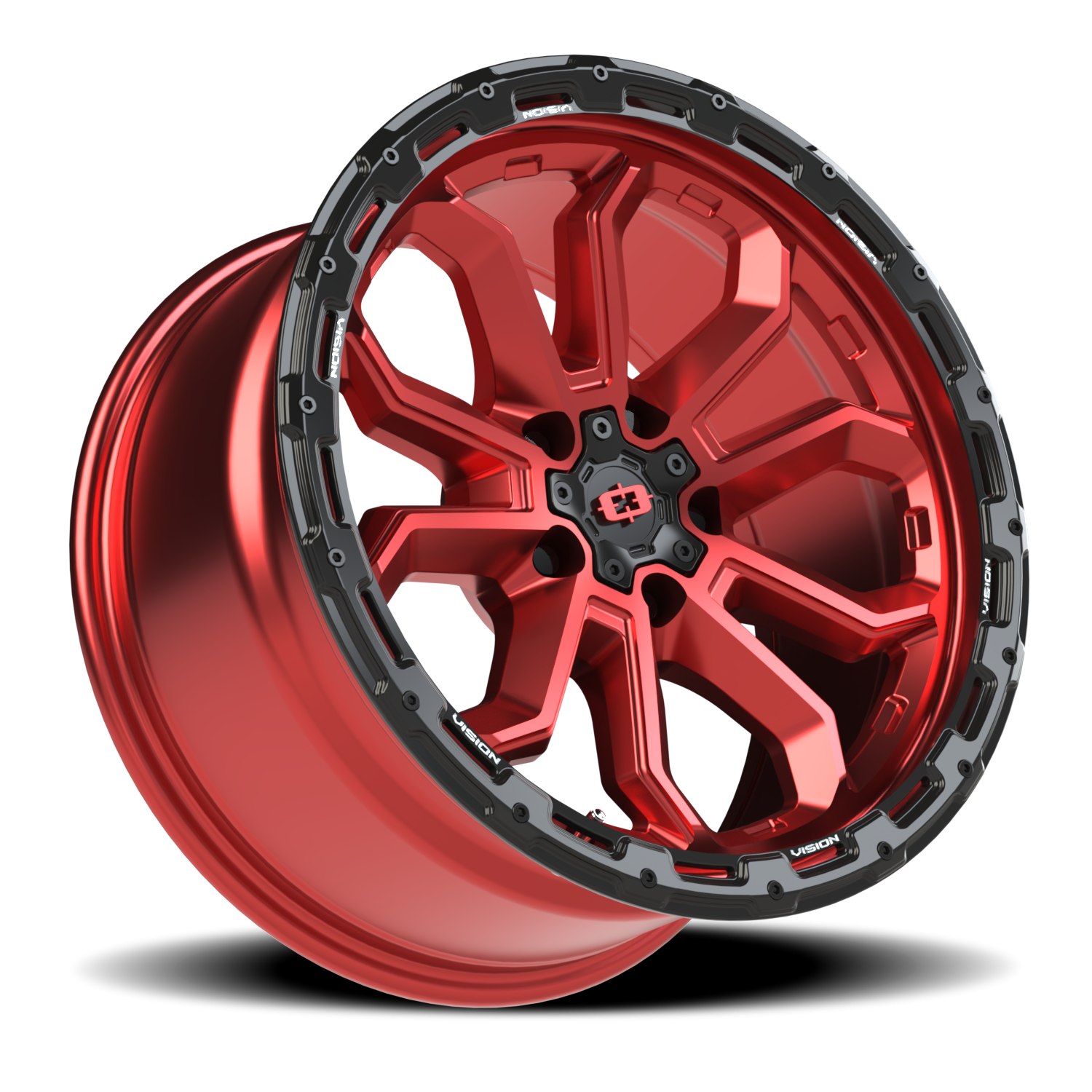 Vision Korupt 18X9 Gloss Red w/Gloss Black Lip Wheel