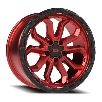 Vision Korupt 18X9 Gloss Red w/Gloss Black Lip Wheel