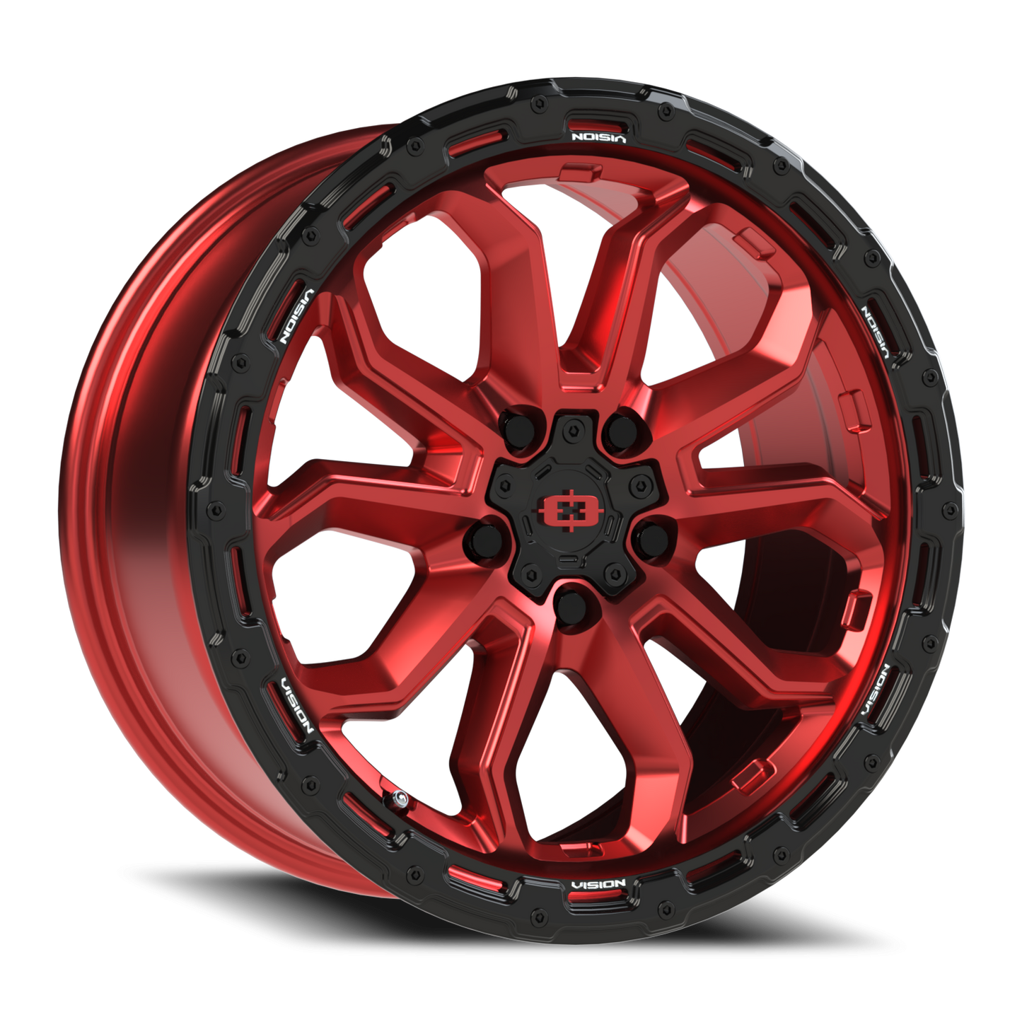 Vision Korupt 17X8 Gloss Red w/Gloss Black Lip Wheel