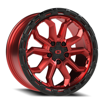 Vision Korupt 17X8 Gloss Red w/Gloss Black Lip Wheel