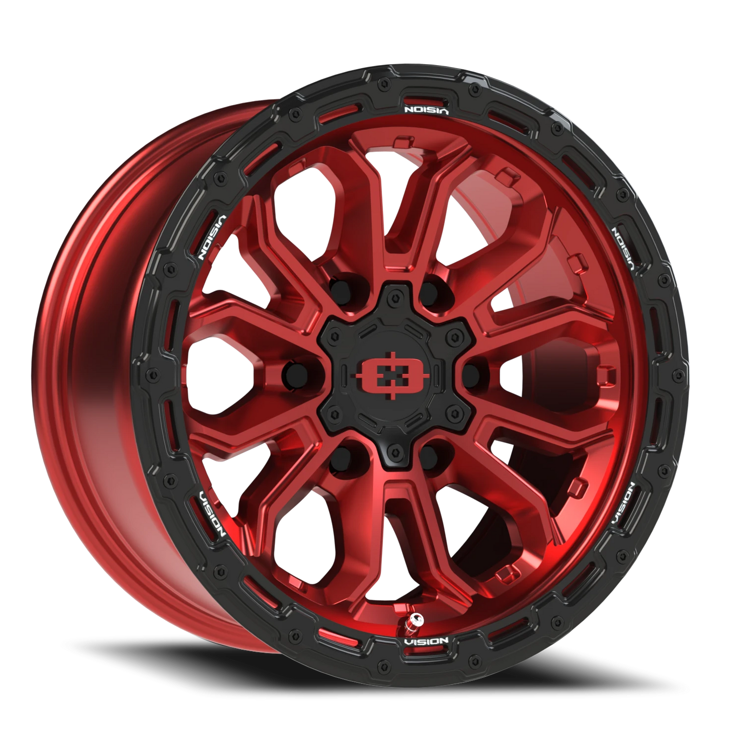 Vision Korupt 16X8 Gloss Red w/Gloss Black Lip Wheel