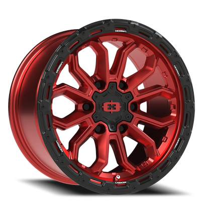 Vision Korupt 17X9 Gloss Red w/Gloss Black Lip Wheel