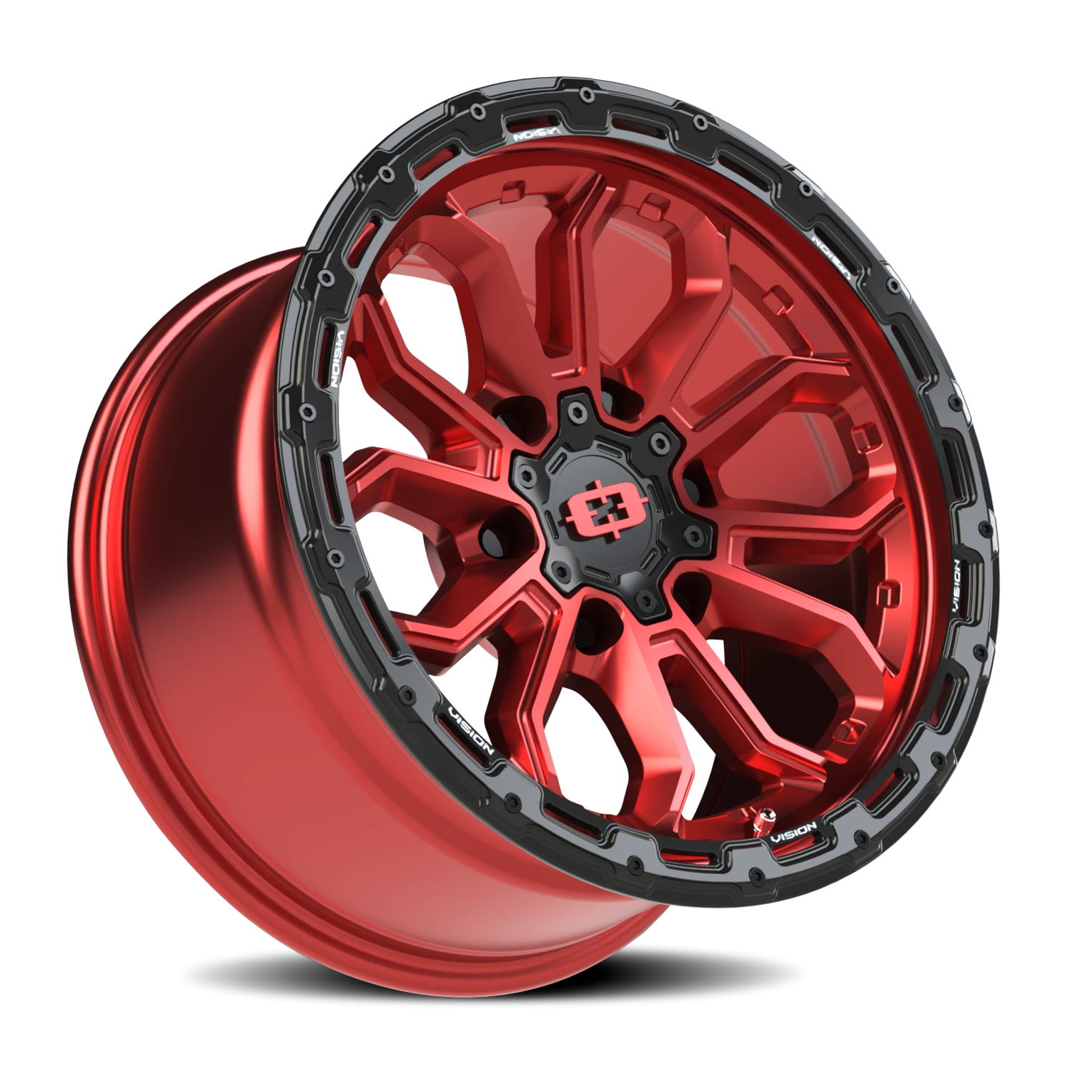 Vision Korupt 17X9 Gloss Red w/Gloss Black Lip Wheel