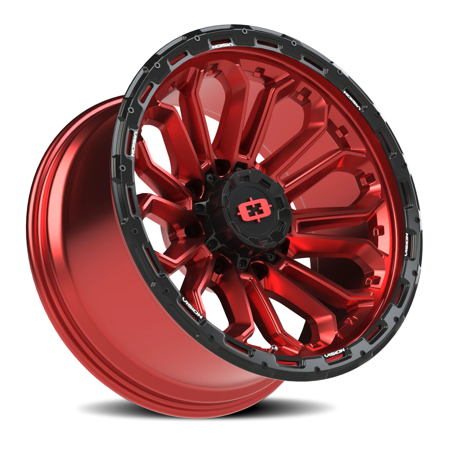 Vision Korupt 20X10 Gloss Red w/Gloss Black Lip Wheel