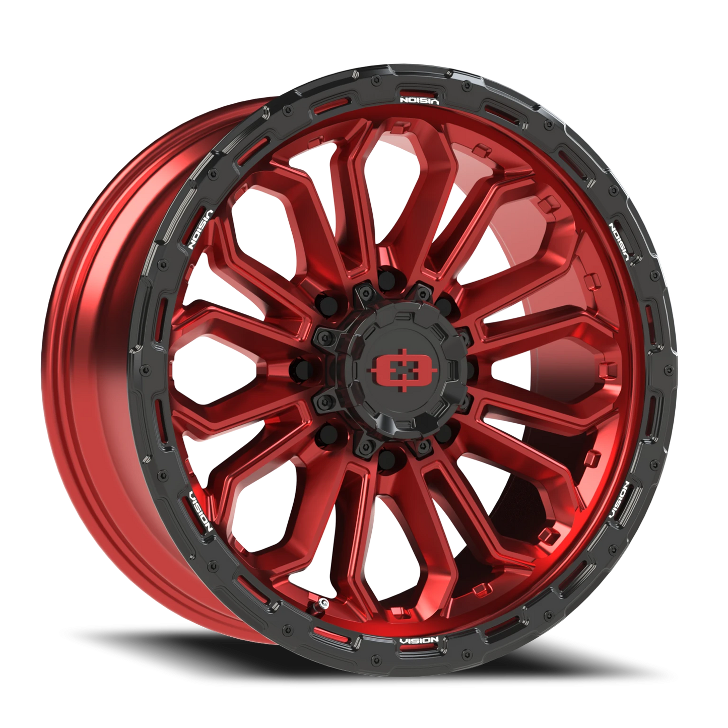 Vision Korupt 20X9 Gloss Red w/Gloss Black Lip Wheel