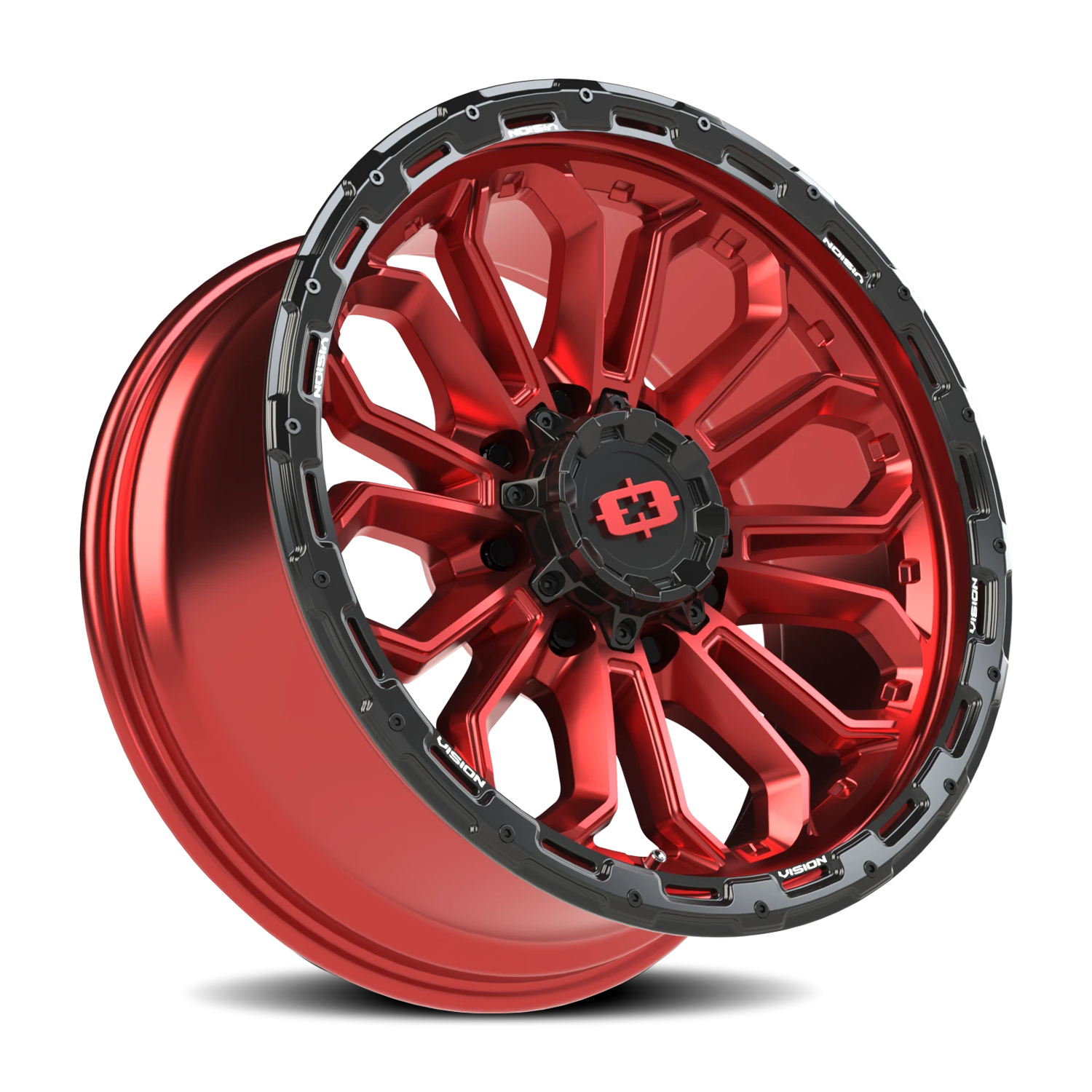Vision Korupt 20X9 Gloss Red w/Gloss Black Lip Wheel
